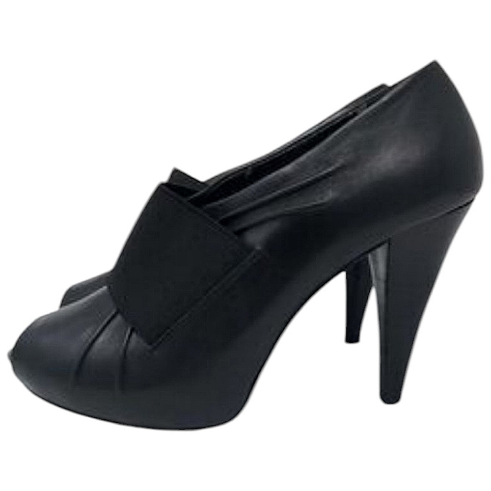 Gianni Bini Womens Black Peep Toe Leather Pumps Heels Stilettos Size 8.5M